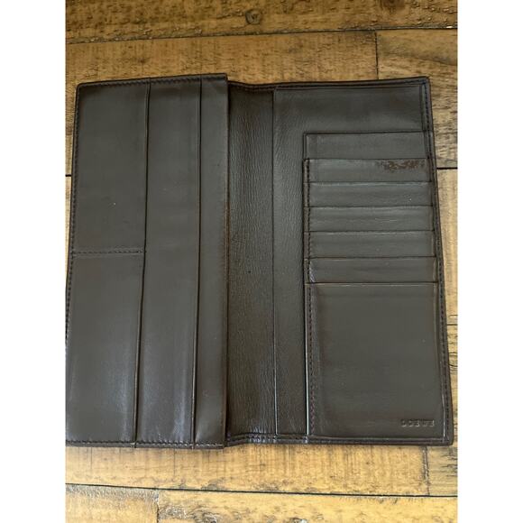 Vintage Loewe Brown Leather Long Bifold Wallet Card Holder - Picture 6 of 11